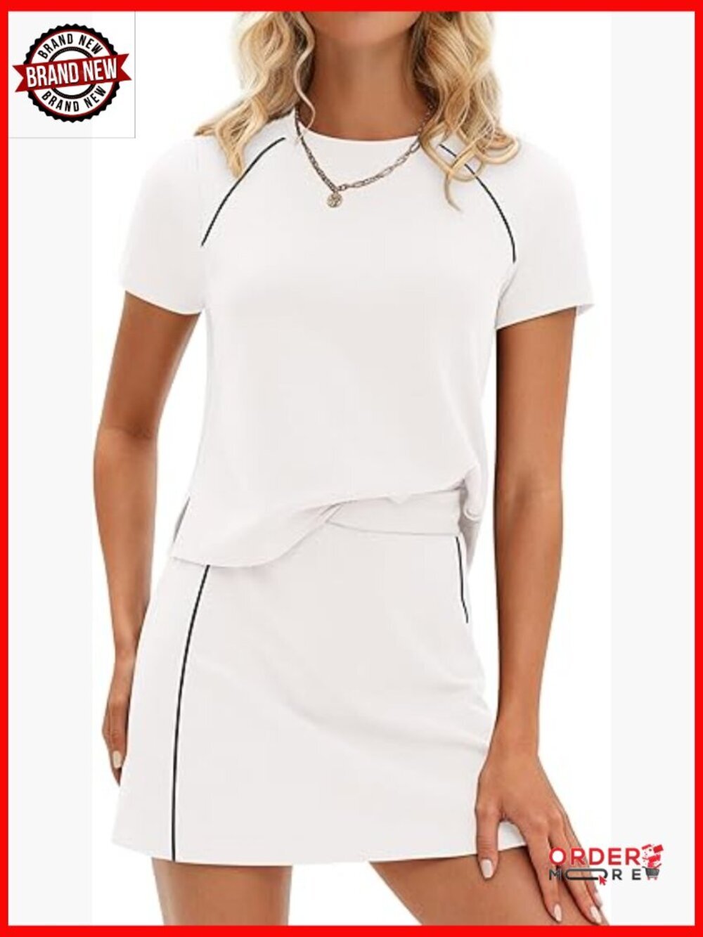Two Piece Skirt Set Short Sleeve Top and Skorts Matching Outfit